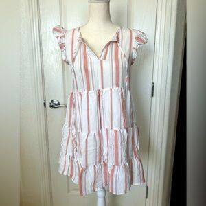 Size S pink and white stripes flowy baby doll dress